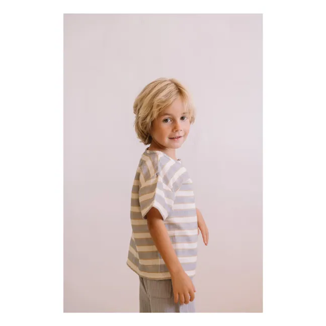 Orso Striped Organic Cotton Gauze T-shirt | Pale blue