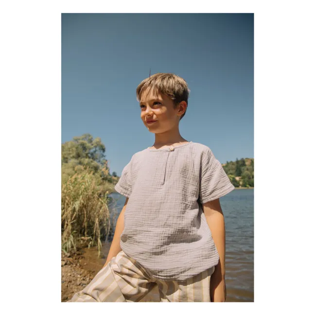 Orso Organic Cotton Gauze T-shirt | Grey blue