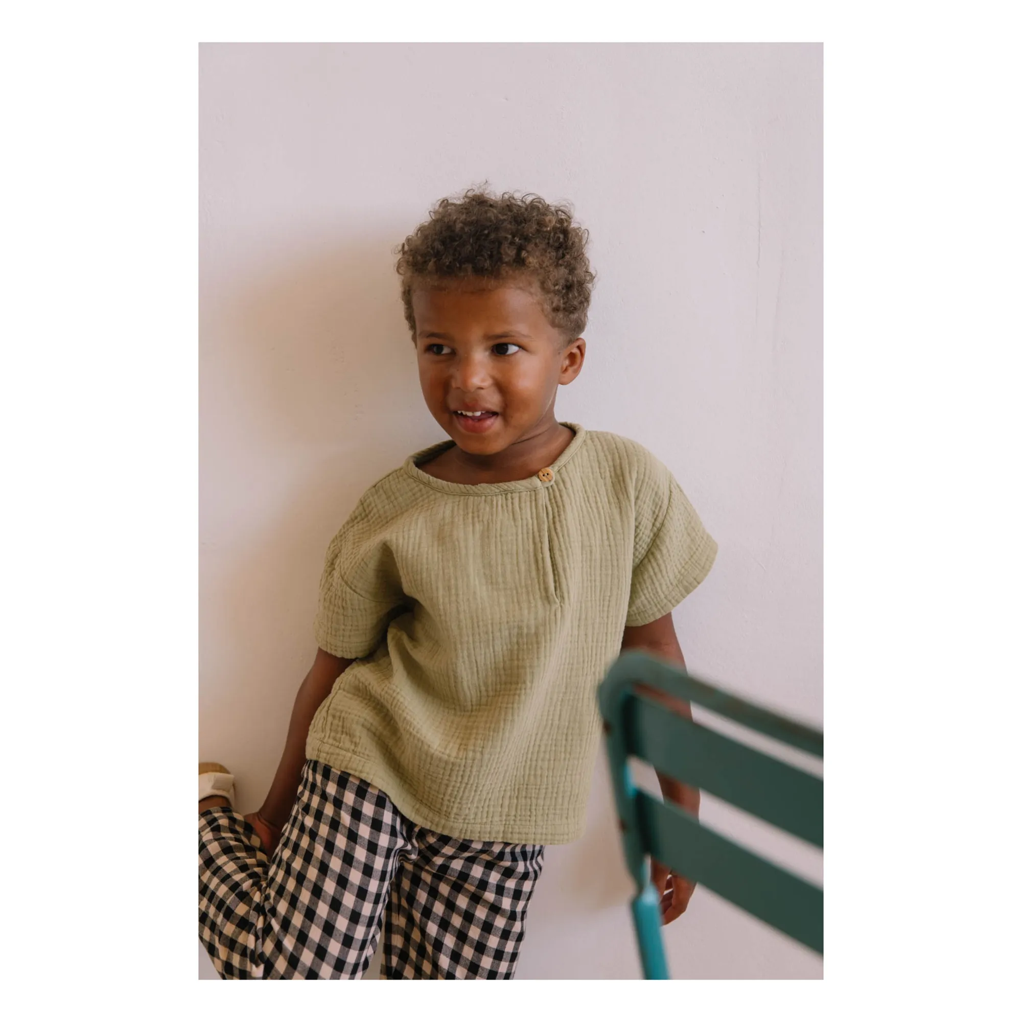T-shirt Orso Gaze de Coton Bio | Vert kaki clair- Image produit n°1