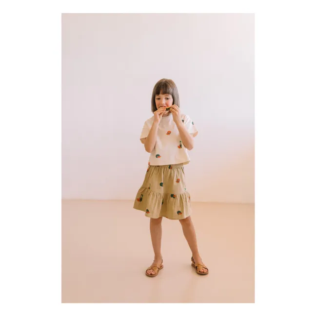 T-shirt Crop Flow Pastèques Coton Bio | Ecru