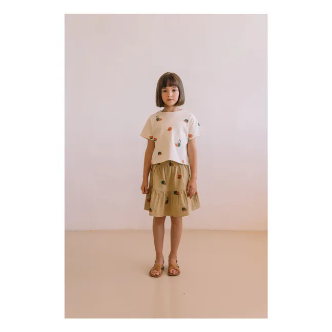 T-shirt Crop Flow Pastèques Coton Bio | Ecru