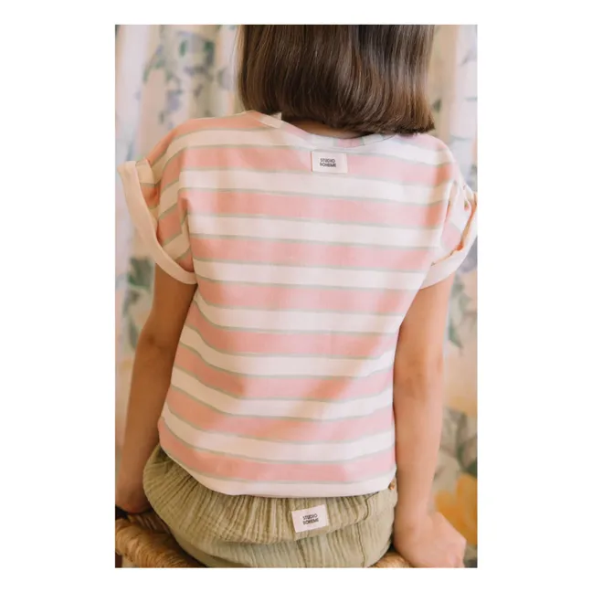 Bama Double Stripes Organic Cotton T-shirt | Pale Pink