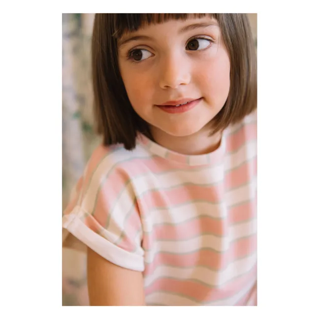 T-shirt Bama Double Rayures Coton Bio | Rose