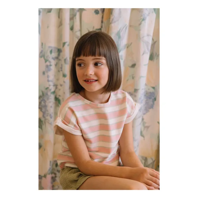 T-shirt Bama Double Rayures Coton Bio | Rose