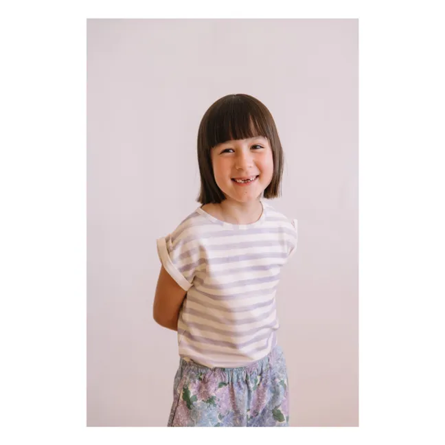 T-shirt Bama Rayé Coton Bio | Lavande