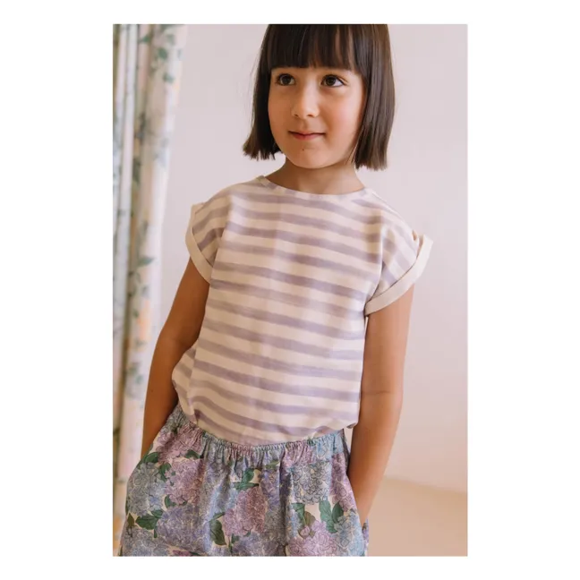T-shirt Bama Rayé Coton Bio | Lavande