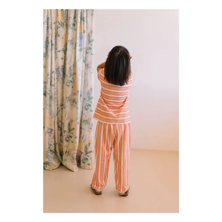 Essential Striped Organic Cotton T-Shirt | Pink- Product image n°4