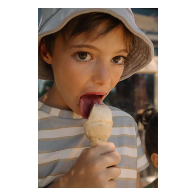 T-shirt Essential Rayé Coton Bio | Bleu pâle