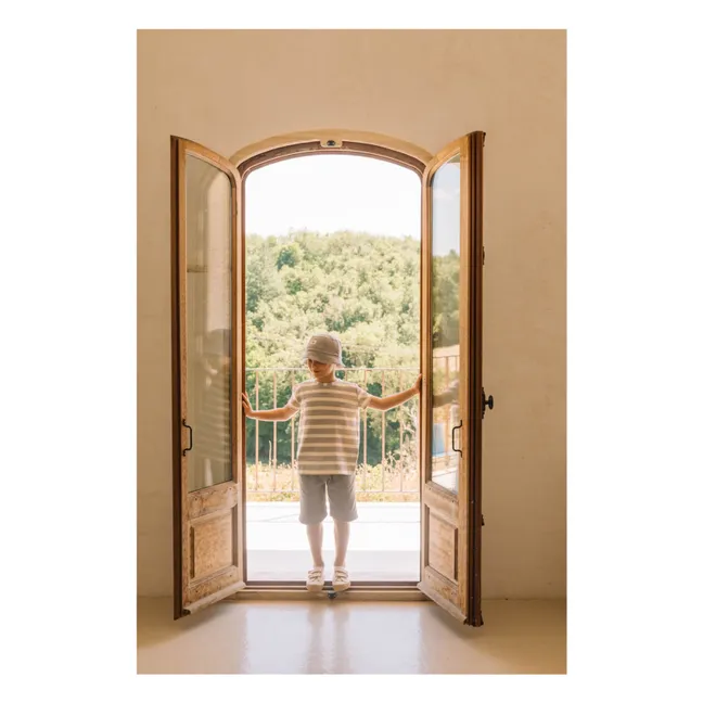 T-shirt Essential Rayé Coton Bio | Bleu pâle