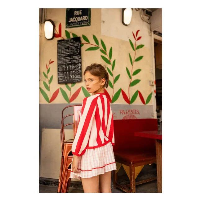 Striped Gulsah Cardigan | Red
