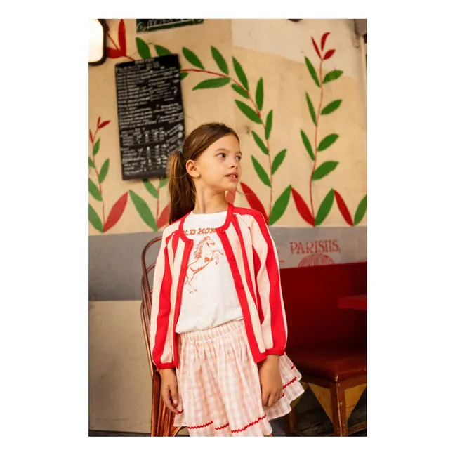 Striped Gulsah Cardigan | Red