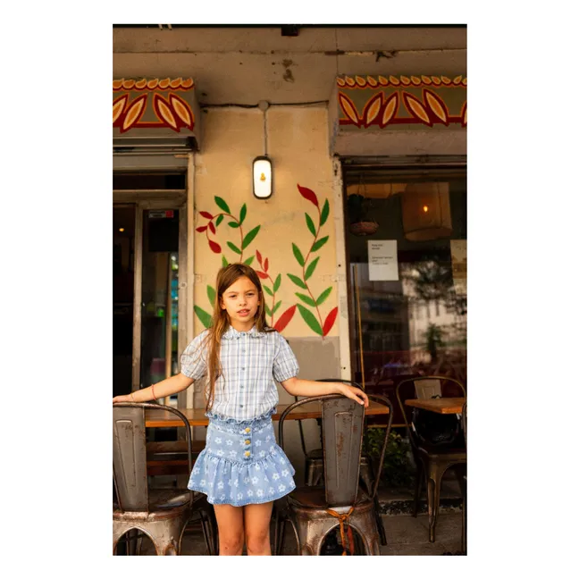 Falda vaquera floral | Azul Claro