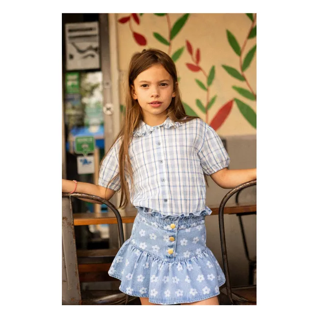 Falda vaquera floral | Azul Claro