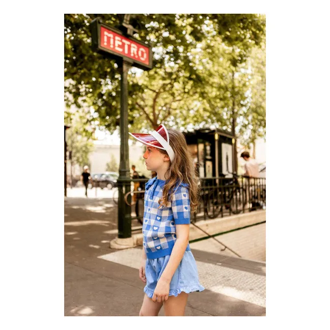 T-shirt Paule Carreaux Maille | Bleu roi