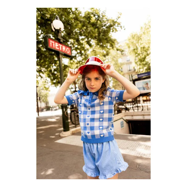 T-shirt Paule Carreaux Maille | Bleu roi