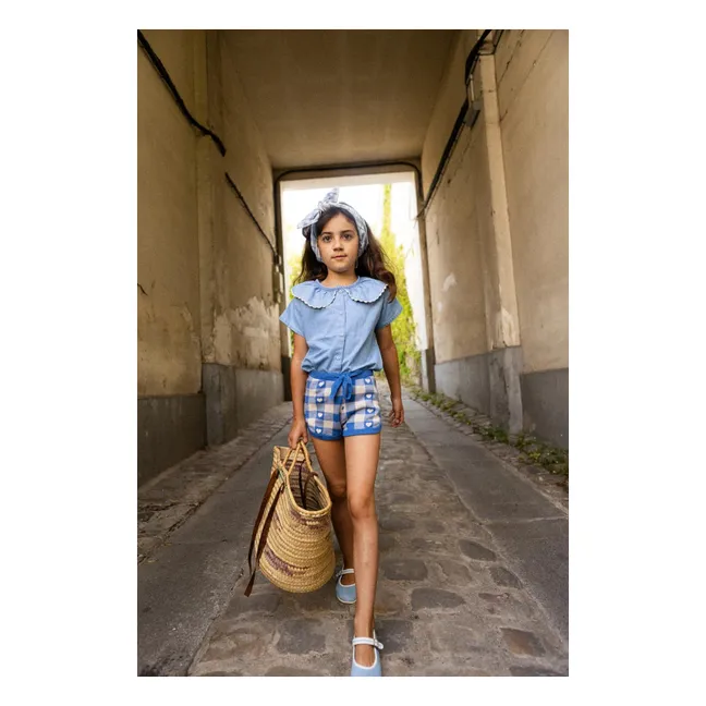 Short Iris Carreaux | Bleu roi