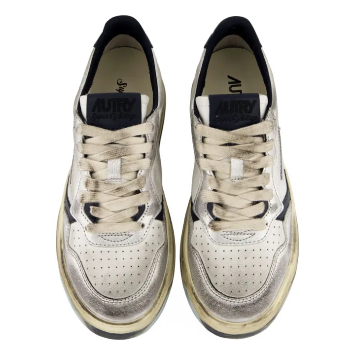 Zapatillas de piel bicolor Super Vintage Low | Azul Claro- Imagen del producto n°4