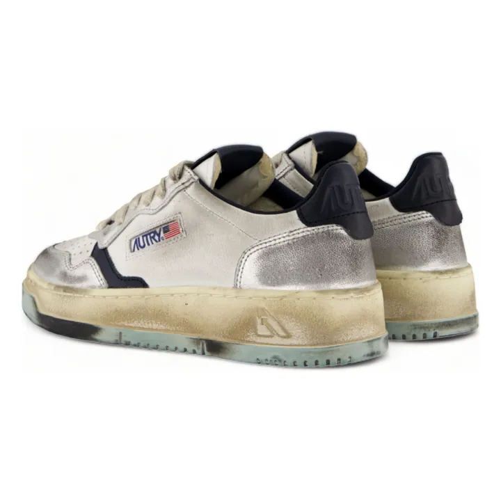 Zapatillas de piel bicolor Super Vintage Low | Azul Claro- Imagen del producto n°2