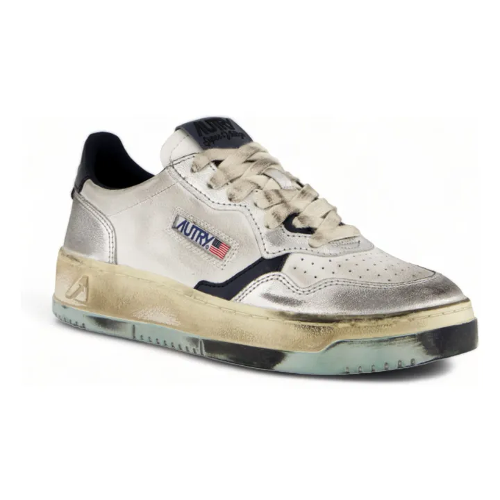Zapatillas de piel bicolor Super Vintage Low | Azul Claro- Imagen del producto n°1