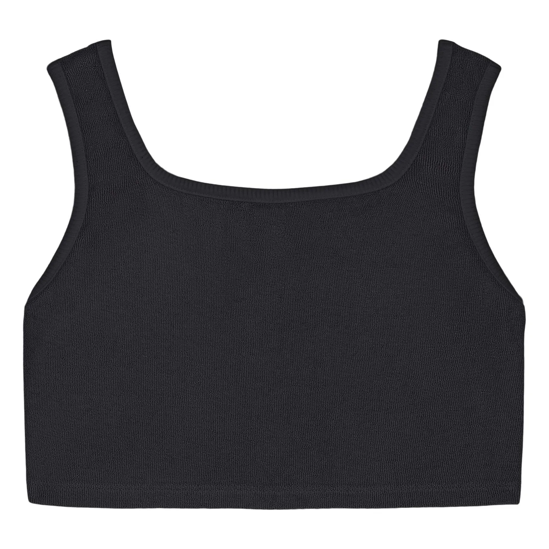 Crop Top Aria Eponge Coton Bio | Noir- Image produit n°0
