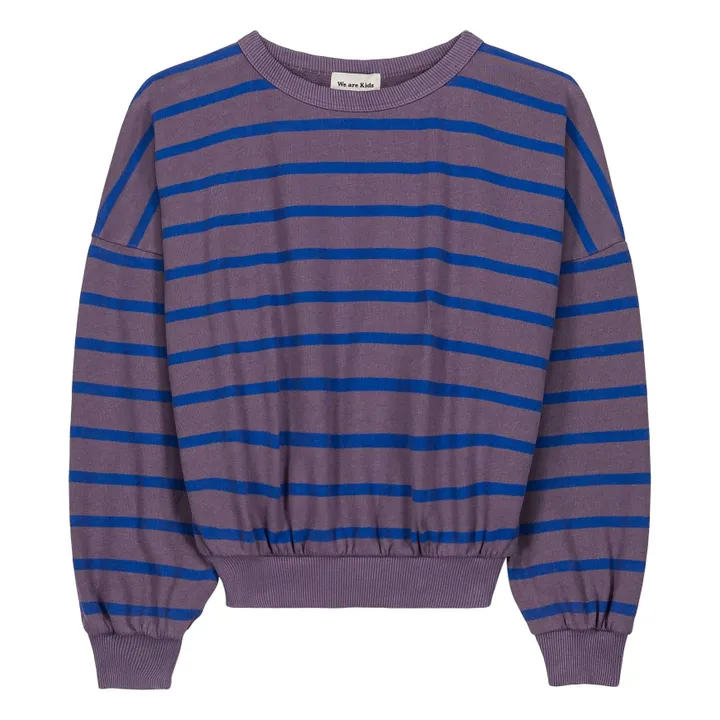 Tony striped organic cotton sweatshirt | Purple- Product image n°0