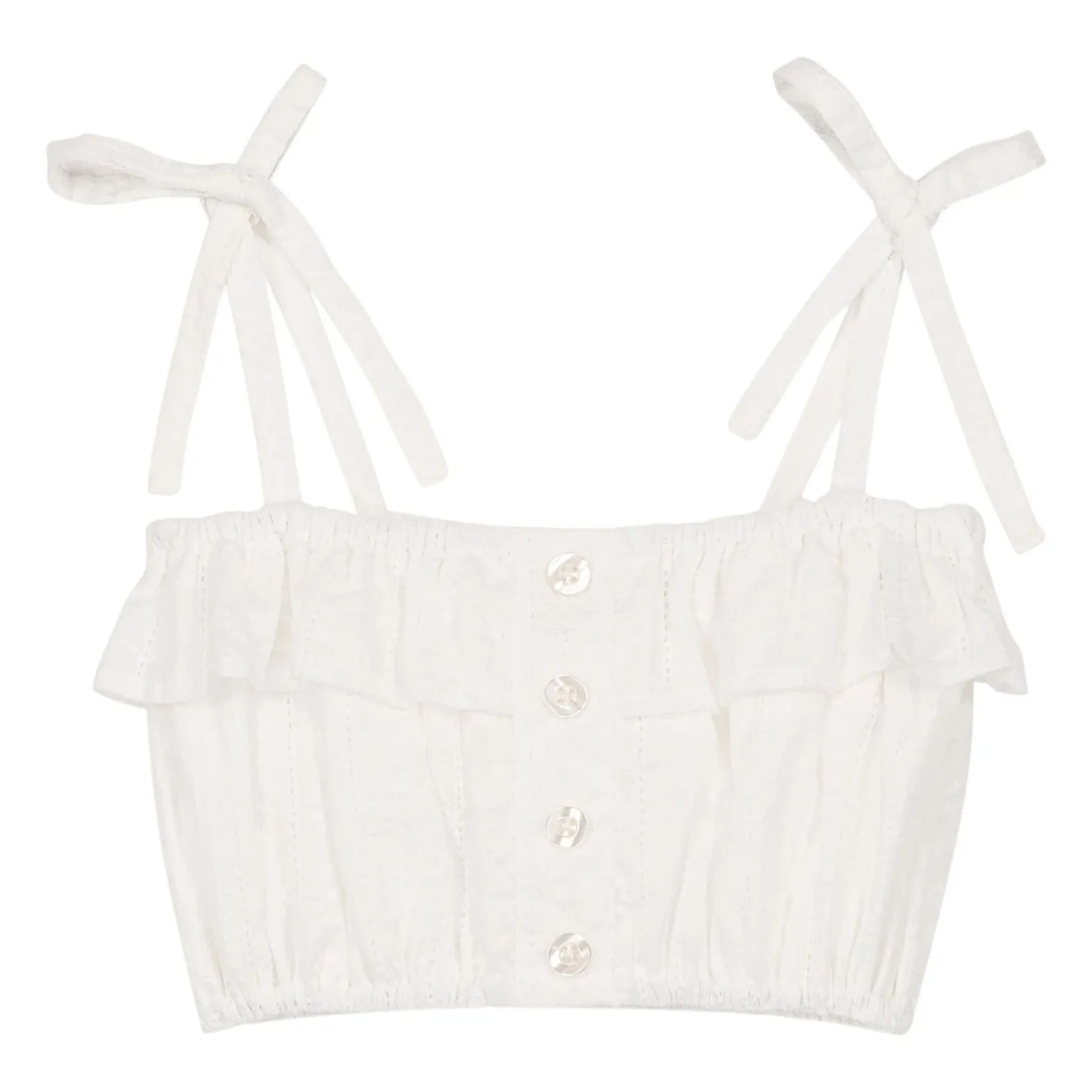 We Are Kids White Mandy Organic Cotton Embroidered Crop Top