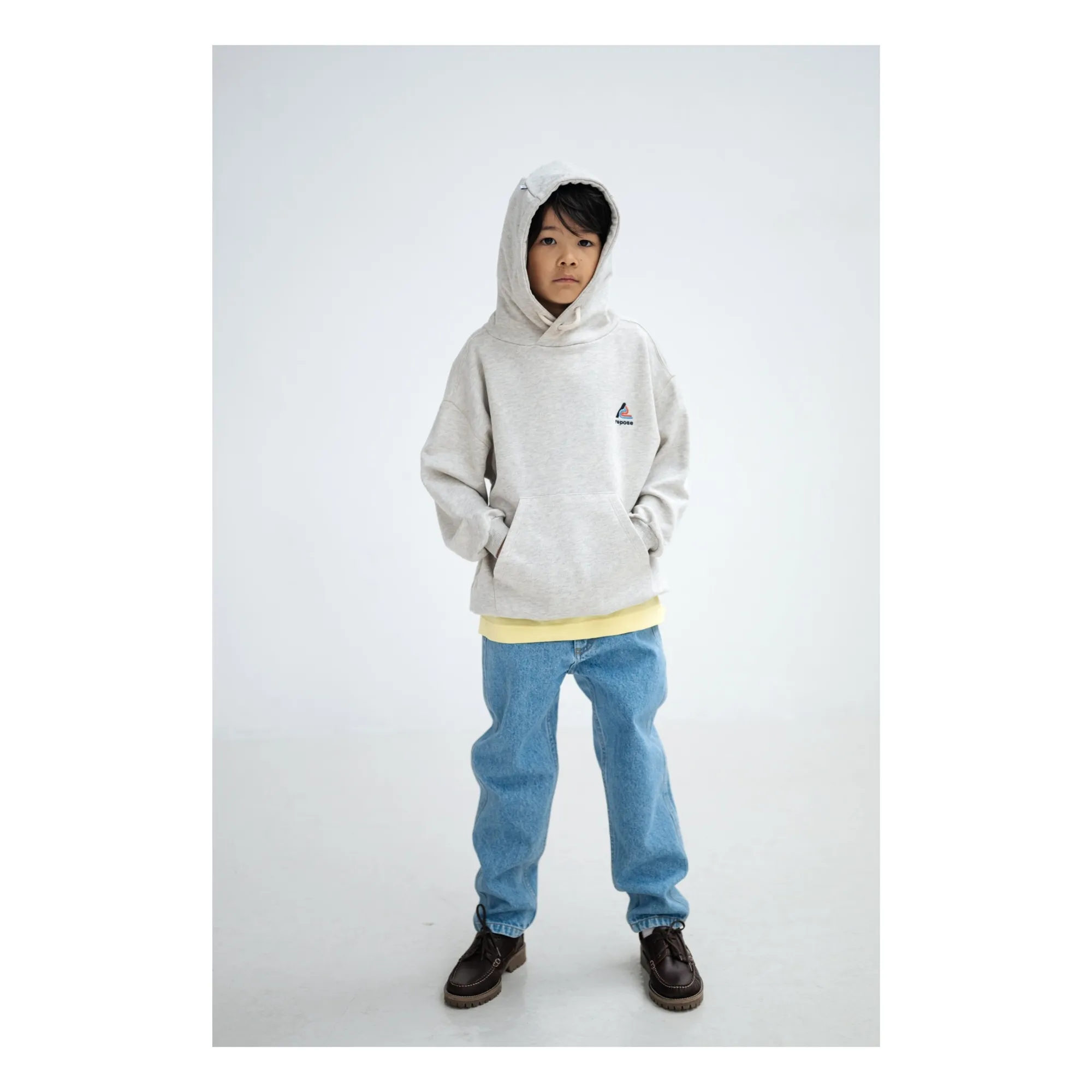 Sweat Capuche Logo Coton Bio | Gris chiné- Image produit n°1