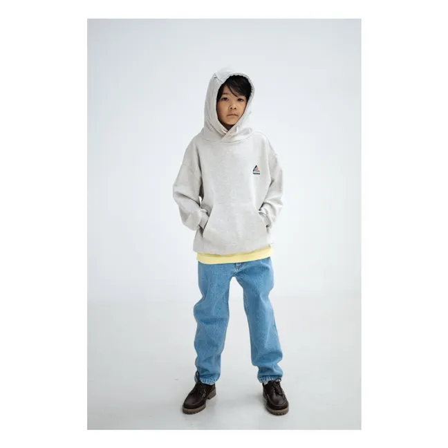 Sweat Capuche Logo Coton Bio | Gris chiné