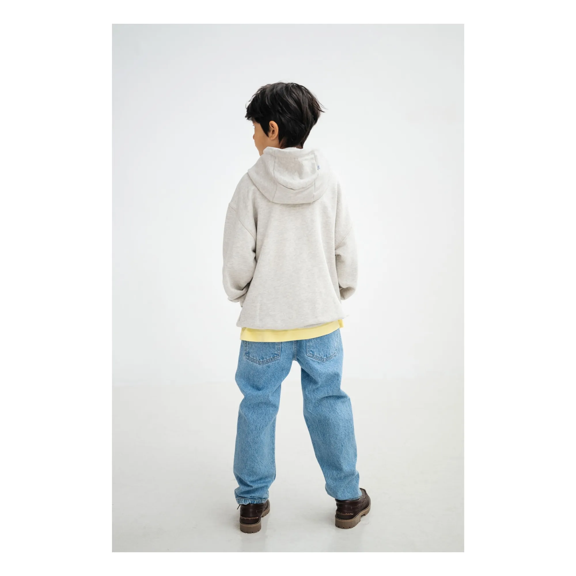 Sweat Capuche Logo Coton Bio | Gris chiné- Image produit n°4