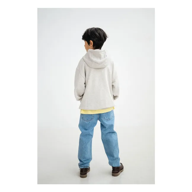 Sweat Capuche Logo Coton Bio | Gris chiné