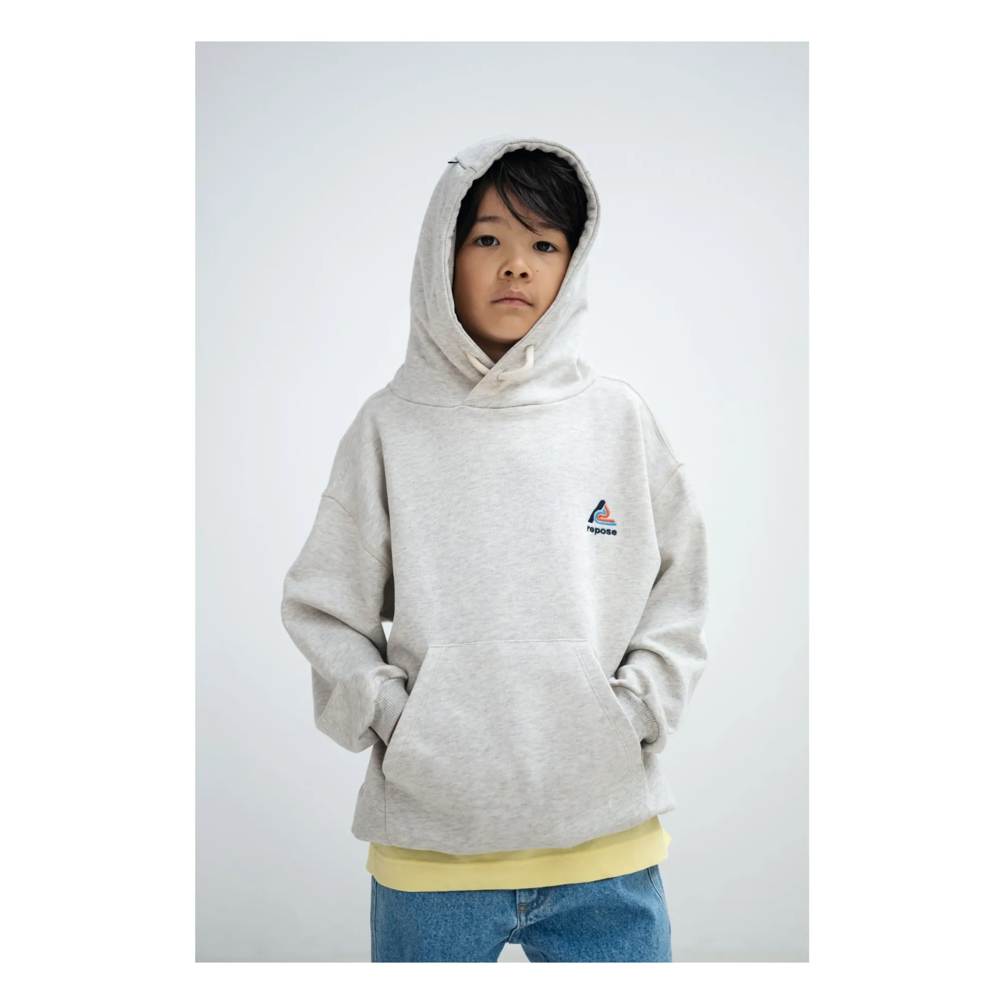 Sweat Capuche Logo Coton Bio | Gris chiné- Image produit n°2