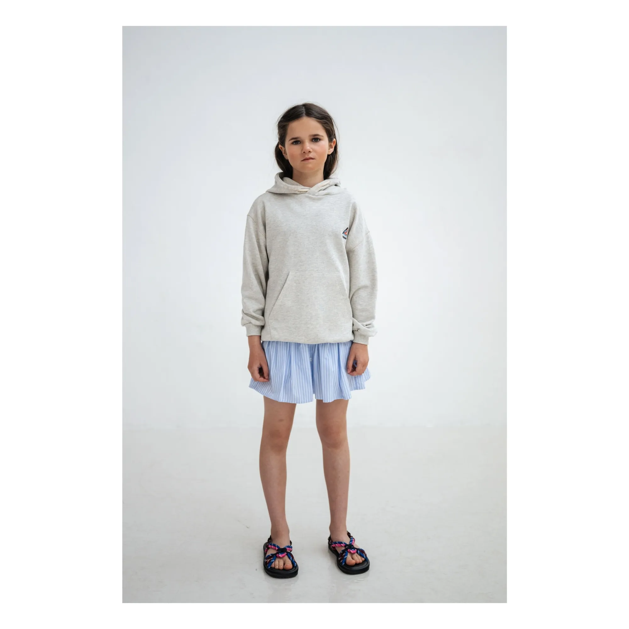 Sweat Capuche Logo Coton Bio | Gris chiné- Image produit n°5
