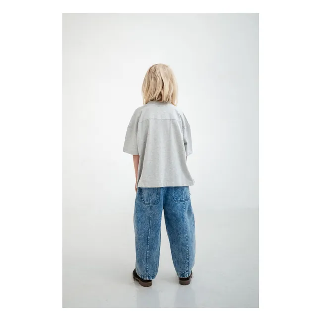 T-shirt Boxy Graphic Coton Bio | Gris chiné