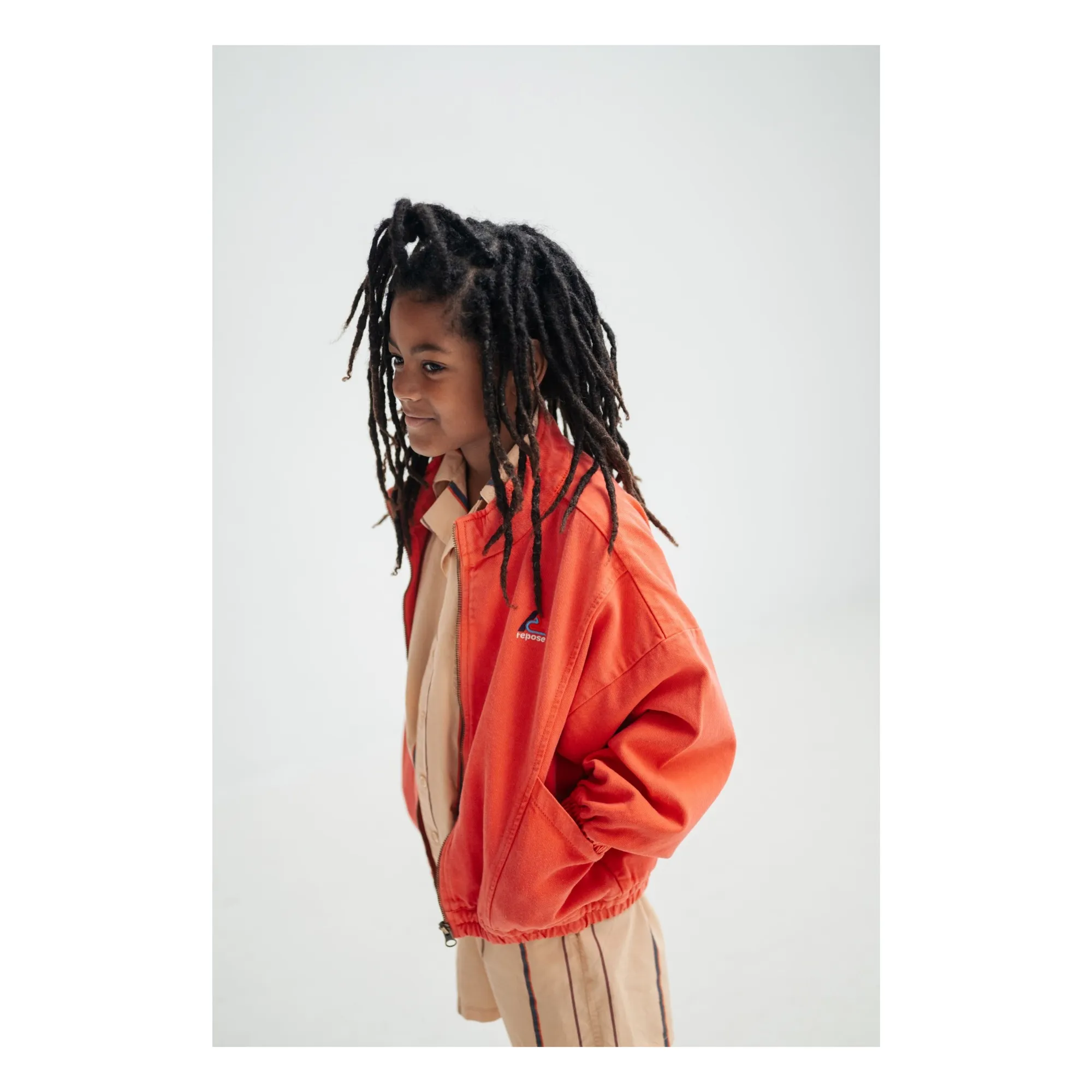 Coupe Vent Denim Coton Bio | Rouge- Image produit n°8