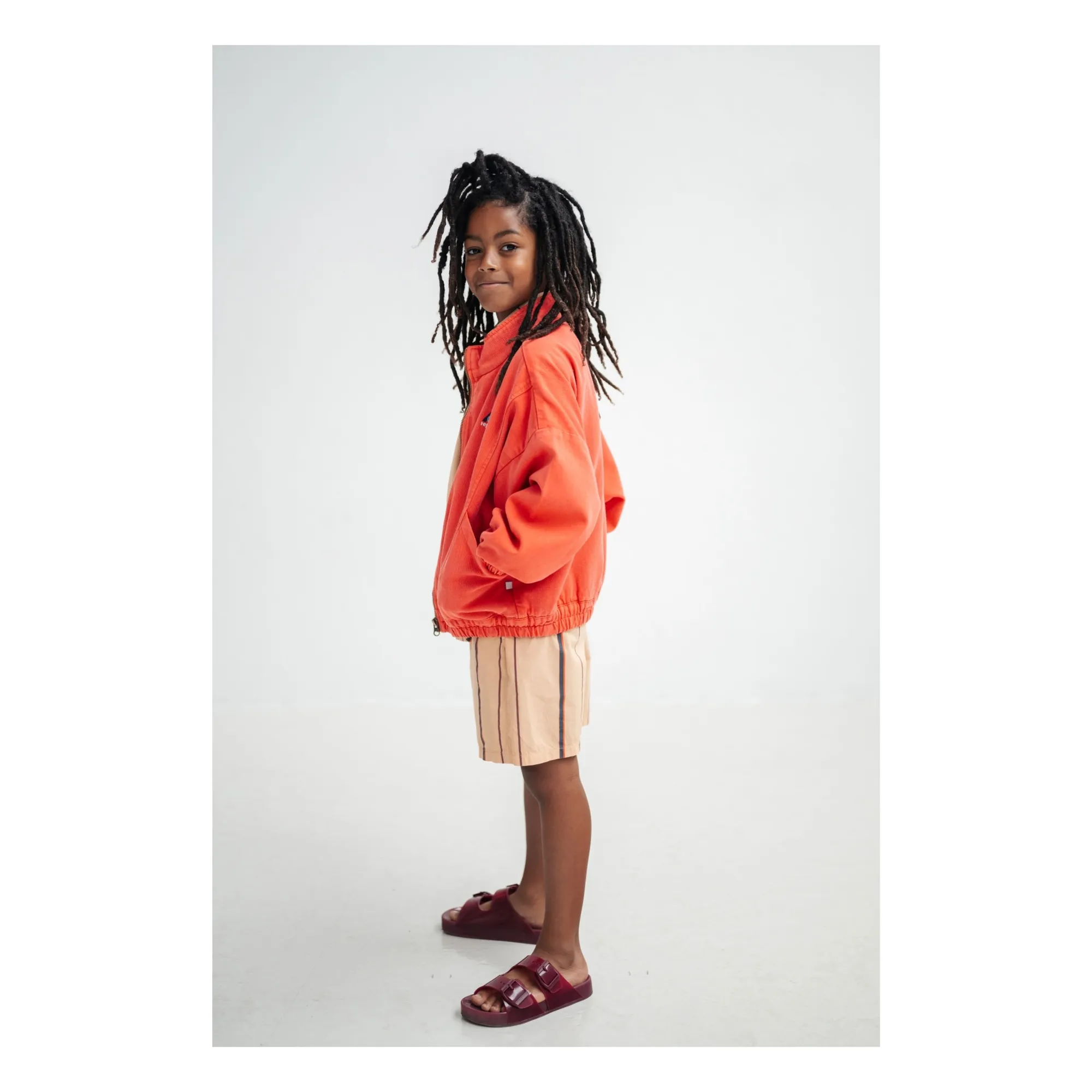 Coupe Vent Denim Coton Bio | Rouge- Image produit n°7