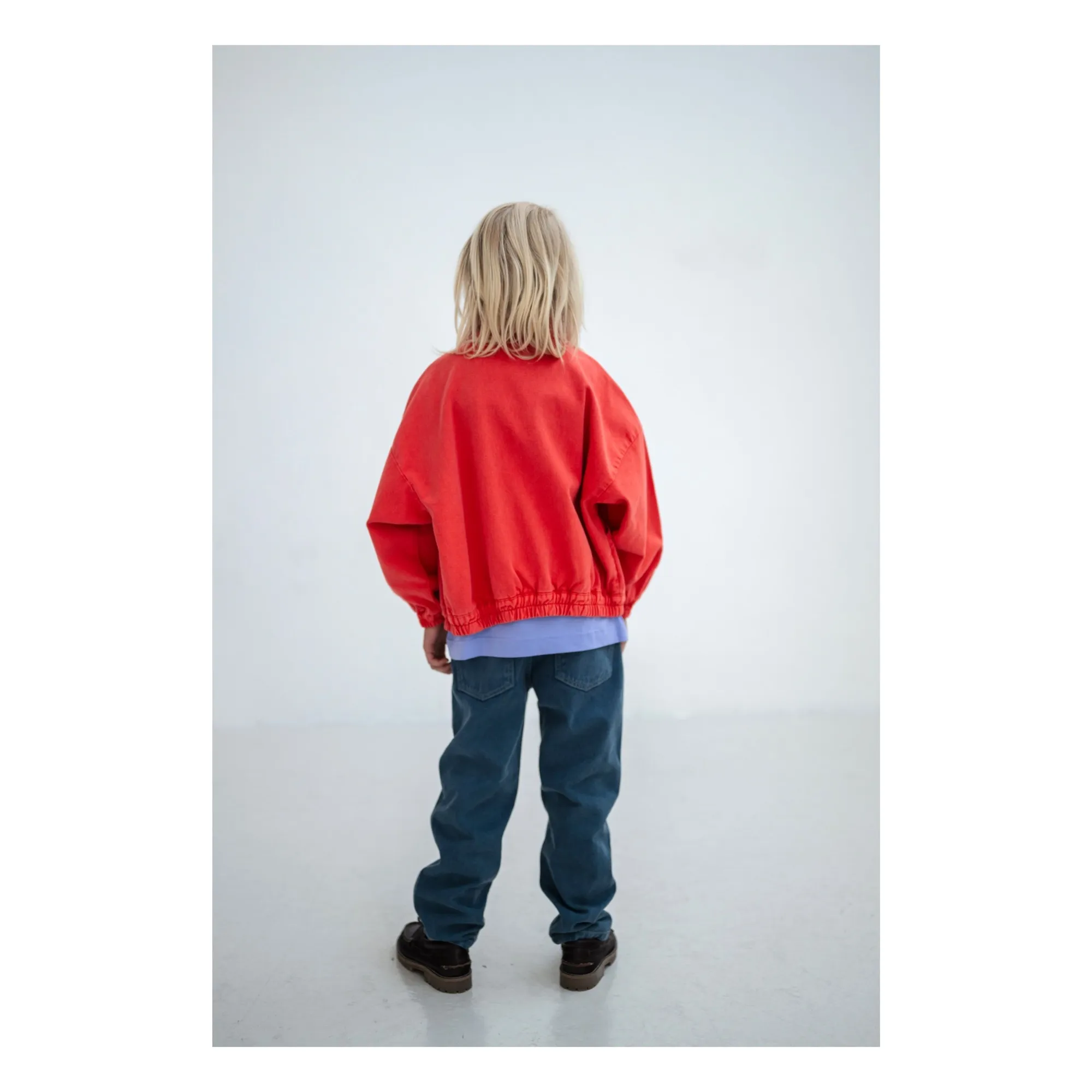 Coupe Vent Denim Coton Bio | Rouge- Image produit n°5