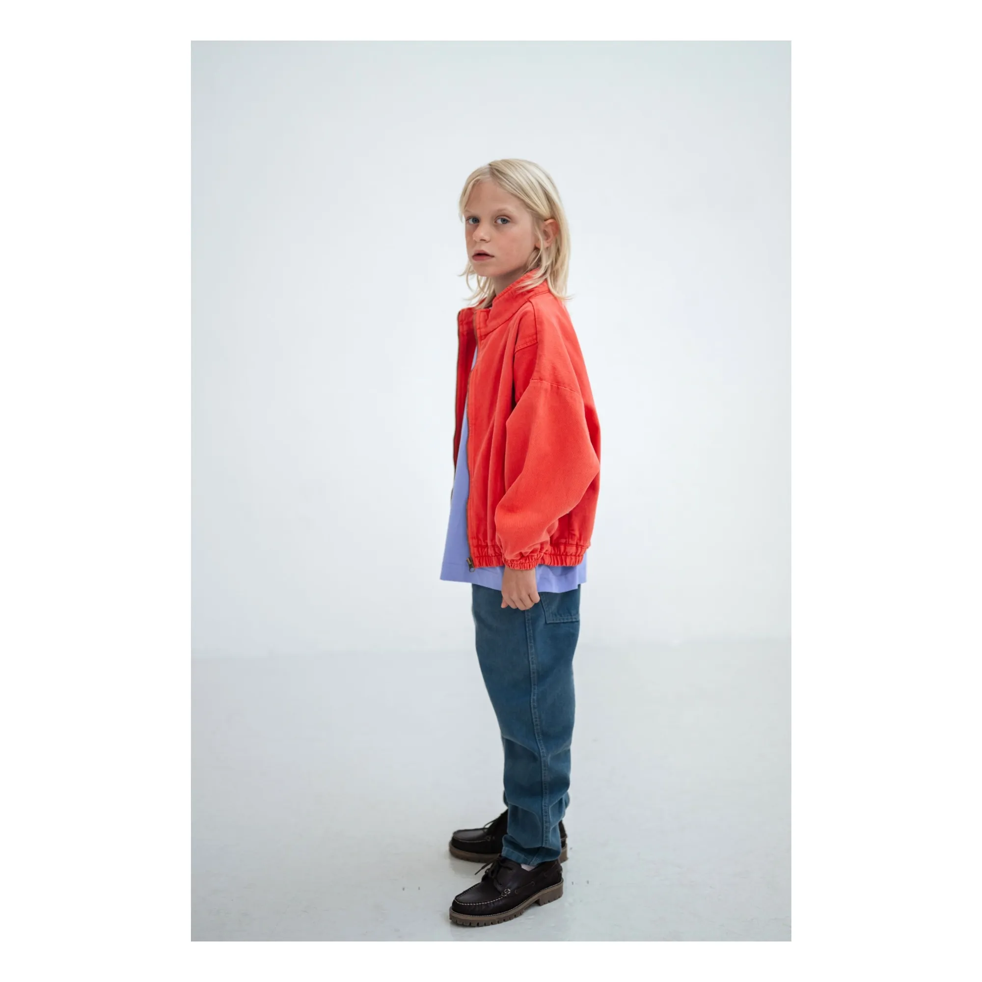 Coupe Vent Denim Coton Bio | Rouge- Image produit n°2