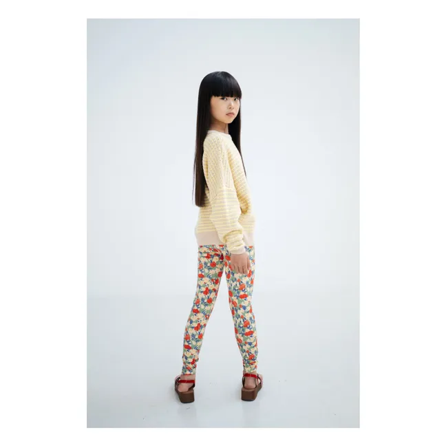 Legging Fleuri Fibres Recyclées | Jaune pâle