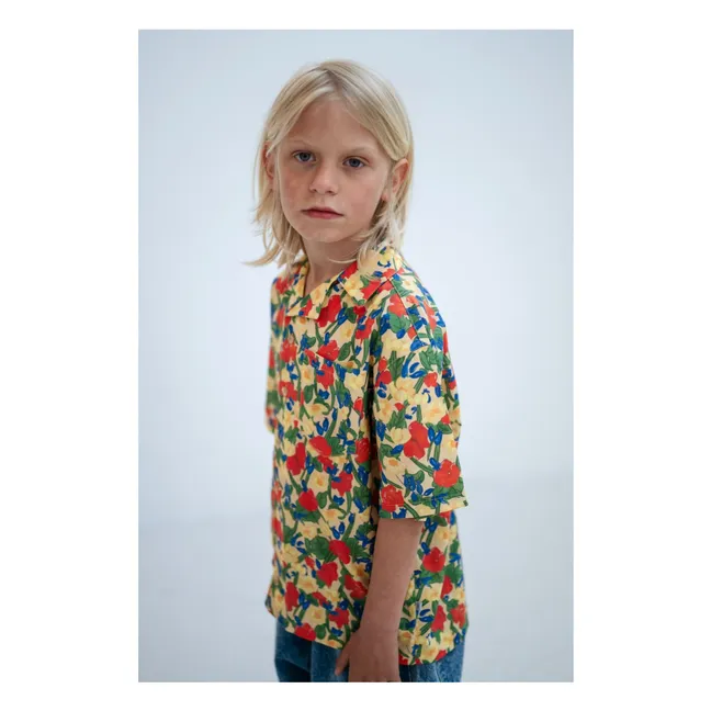 Chemise Boxy Fleurie Coton Bio | Jaune pâle