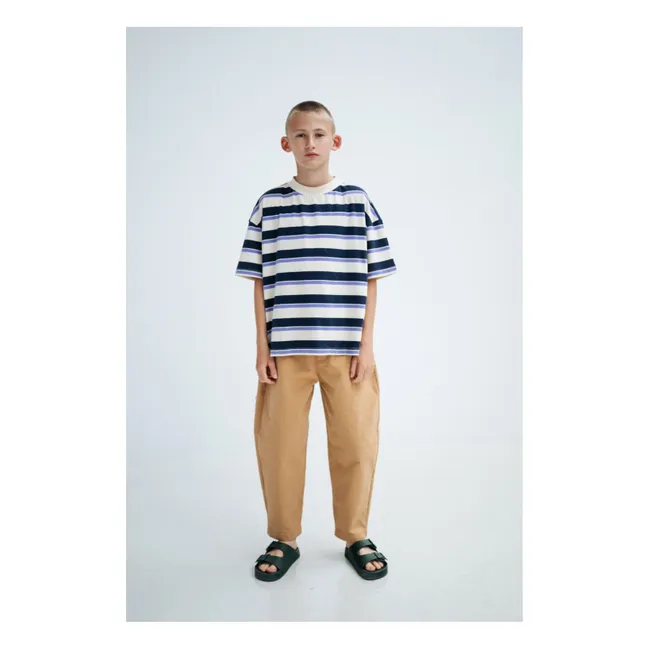 Camiseta a rayas de algodón orgánico | Crema