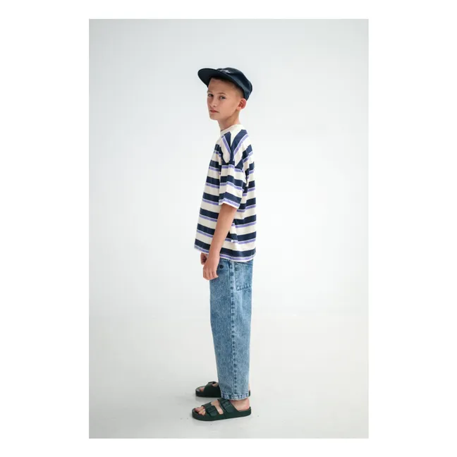 Camiseta a rayas de algodón orgánico | Crema