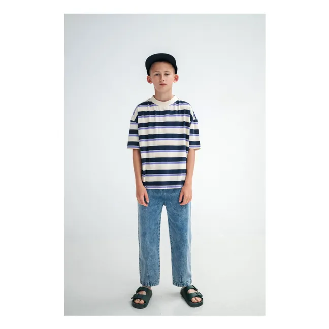 Camiseta a rayas de algodón orgánico | Crema