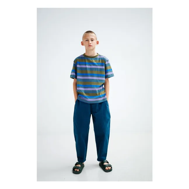 Striped organic cotton T-shirt | Khaki