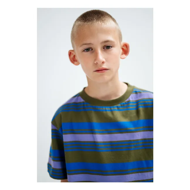 Striped organic cotton T-shirt | Khaki