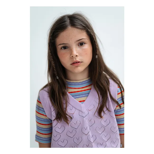 Striped Rib T-shirt Organic cotton | Lilac