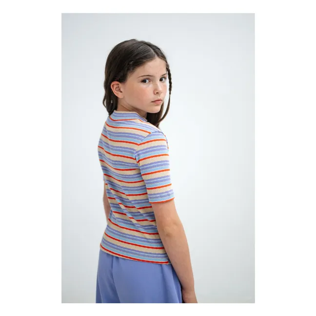 Striped Rib T-shirt Organic cotton | Lilac