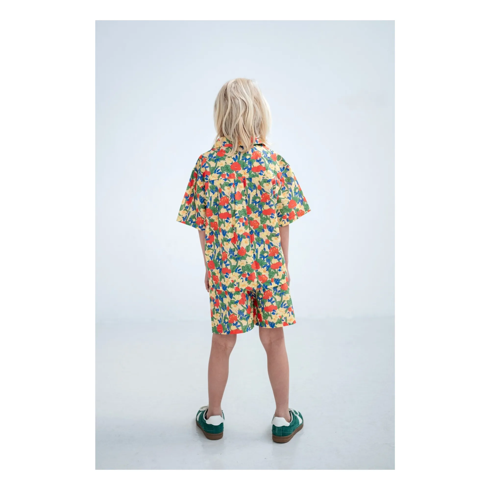 Short Taille Elastiquée Fleuri Coton Bio | Jaune pâle- Image produit n°2