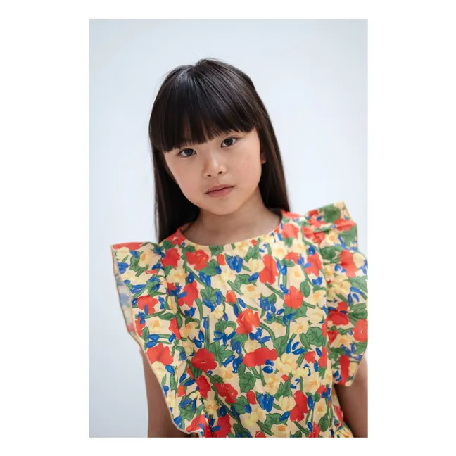 Top Volants Fleuri Cton Bio | Jaune pâle