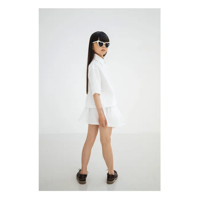 Buttoned Skirt Elasticated Waist Organic Cotton | White