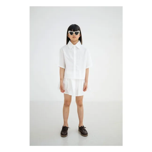 Buttoned Skirt Elasticated Waist Organic Cotton | White